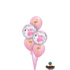 Pink Flamingos Happy Birthday Balloon Bouquet